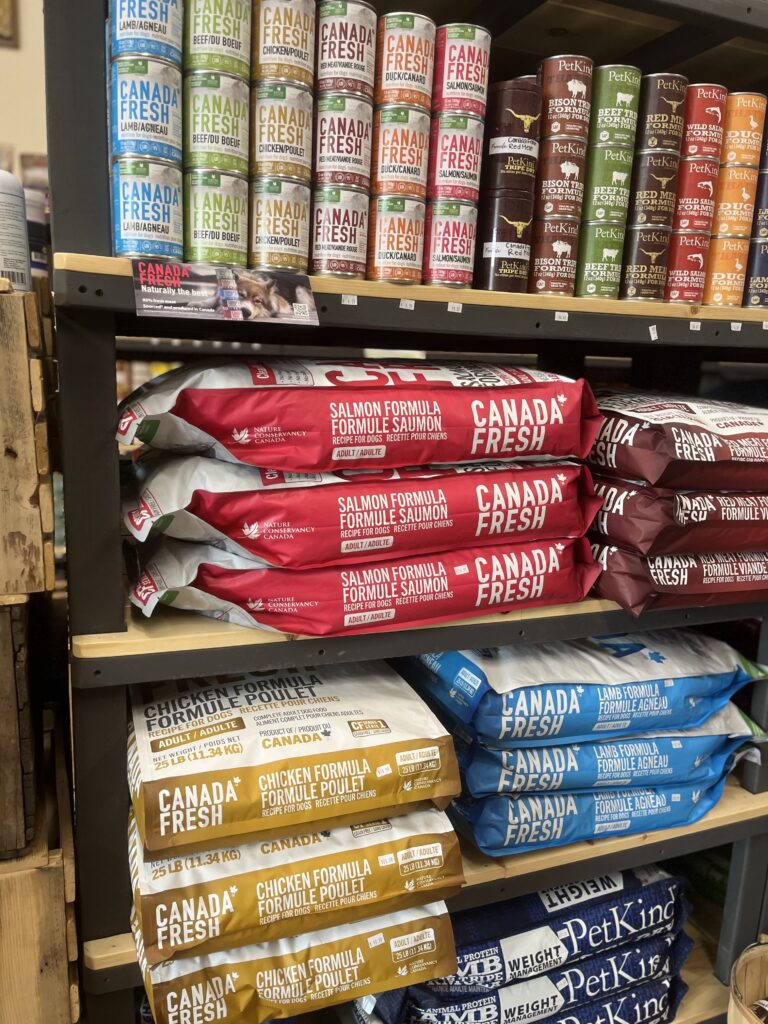 Pet food shelves at Bone Appetit La Verkin Hurricane pet pantry